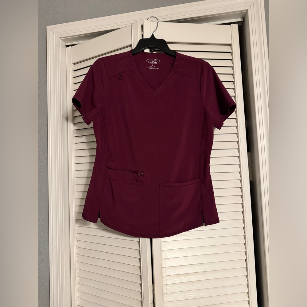 Burgundy Allura Scrub Top & Bottom